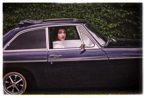 Courtney in Richard's MGB