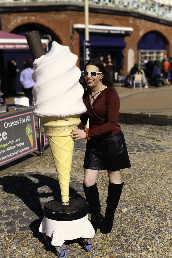 Jessica with large ice-cream cone
