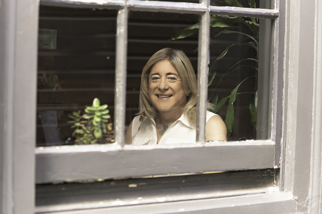 Nicola in cafe window
