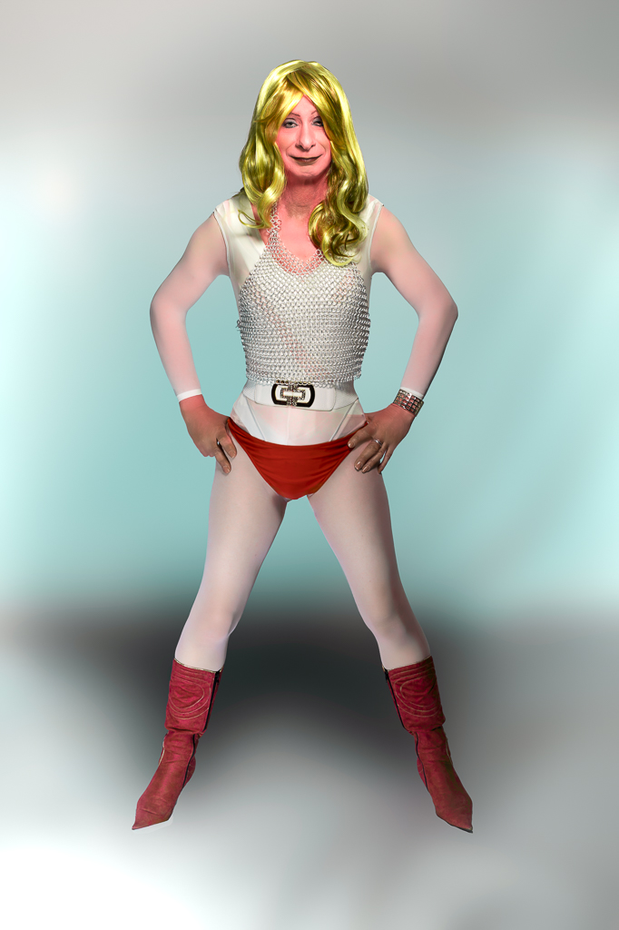 Full colour studio photo of Rachel Anya as Barbarella