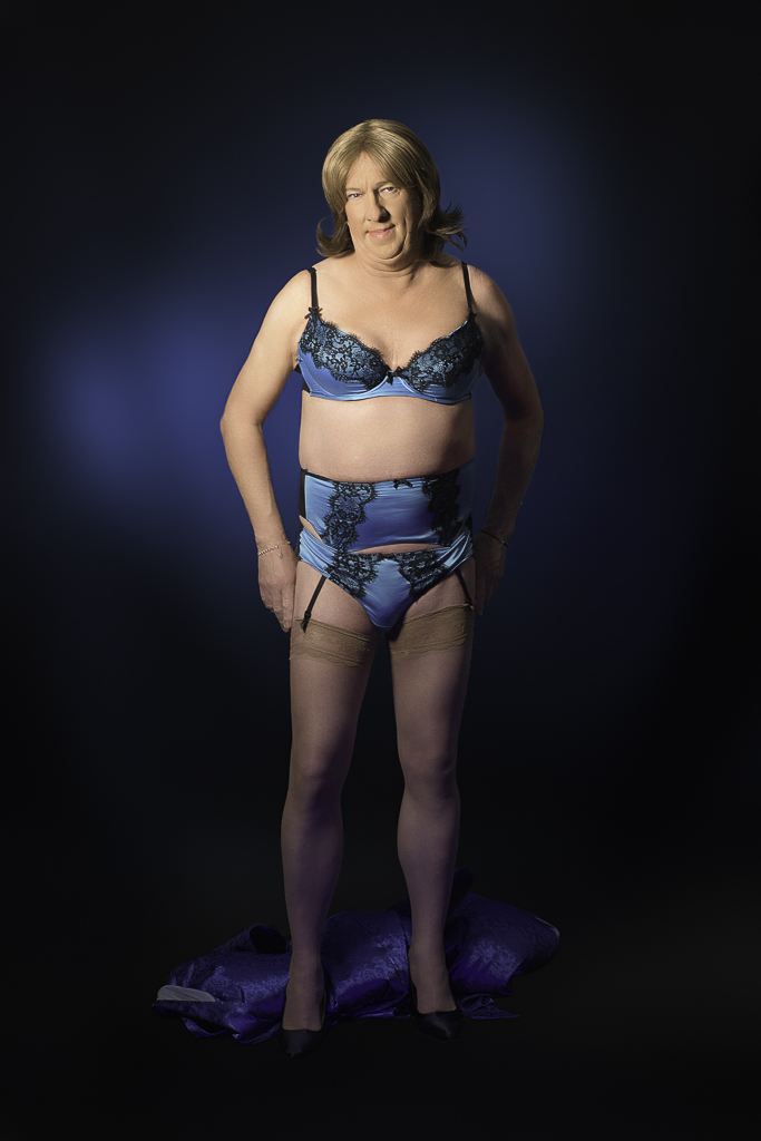 Tracie showing blue lingerie set
